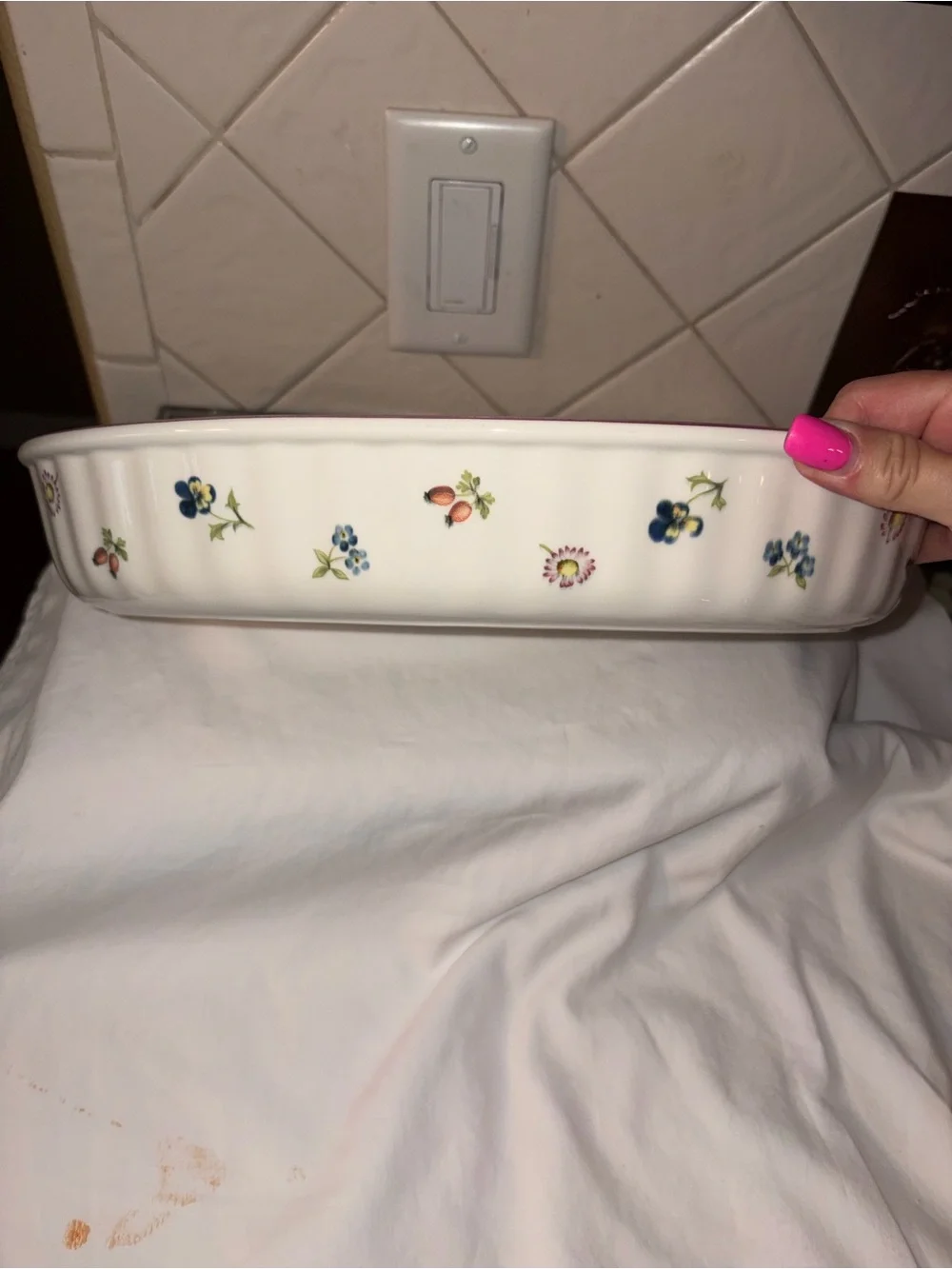 Vtg Villeroy & Boch 13” Petite Fleur Oval Baking dish Floral Casserole